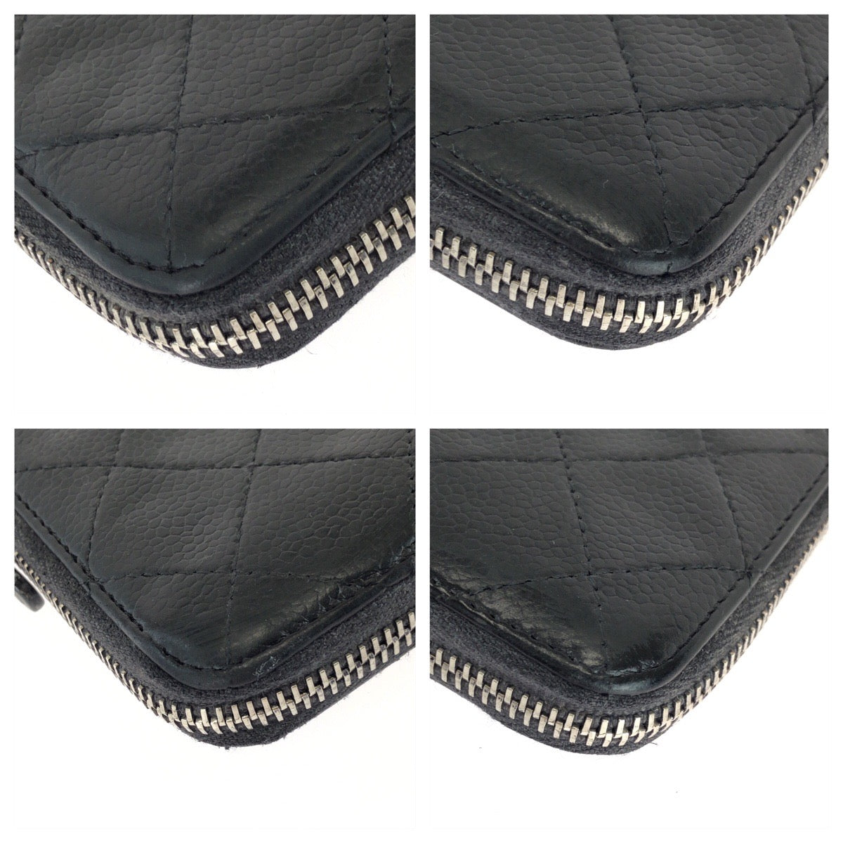 25515
CHANEL シャネル ココマーク ブラック 黒 シルバー金具 キャビアスキン 長財布 ラウンドファスナー レディース AB14