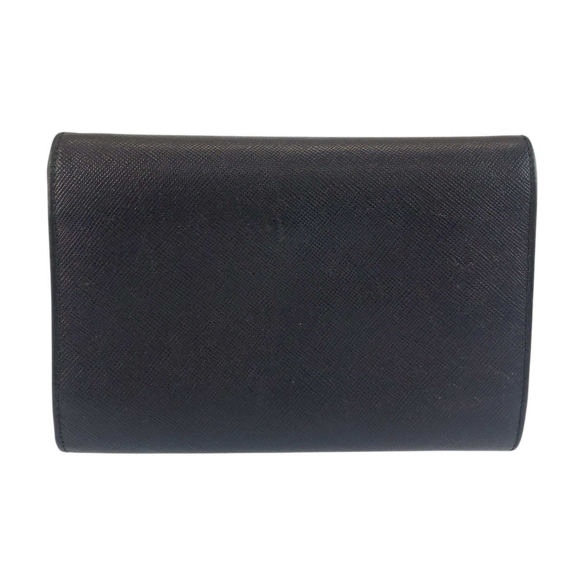 25516
PRADA プラダ 三角ロゴプレート サフィアーノ ブラック 黒 シルバー金具 レザー 折り財布 コンパクトウォレット レディース ABP16