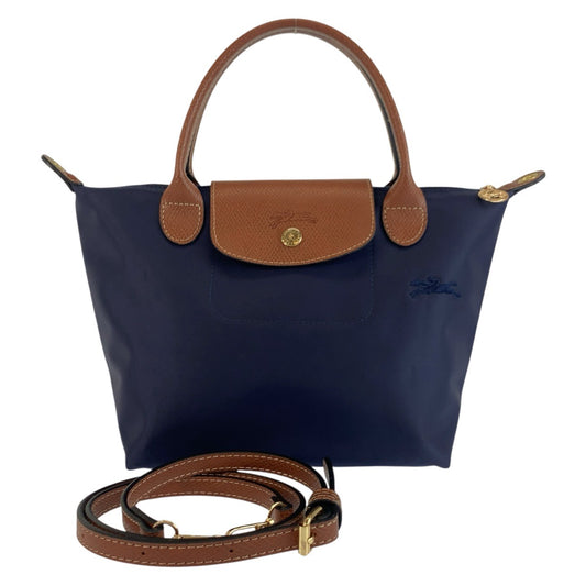 25517
Longchamp ロンシャン ル プリアージュ ネイビー ブラウン ゴールド金具 ナイロン / レザー トートバッグ ショルダーバッグ 2way レディース A21