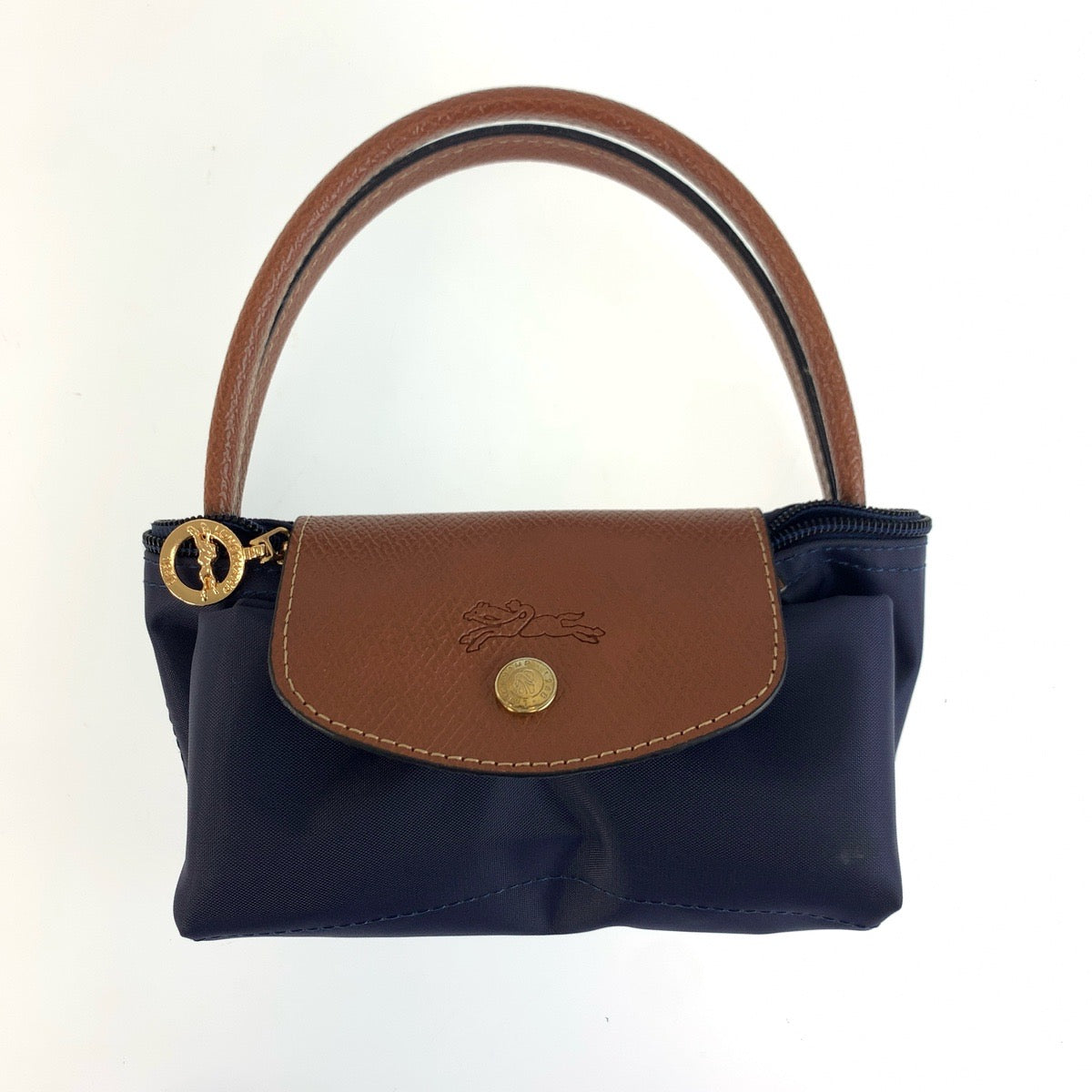 25517
Longchamp ロンシャン ル プリアージュ ネイビー ブラウン ゴールド金具 ナイロン / レザー トートバッグ ショルダーバッグ 2way レディース A21