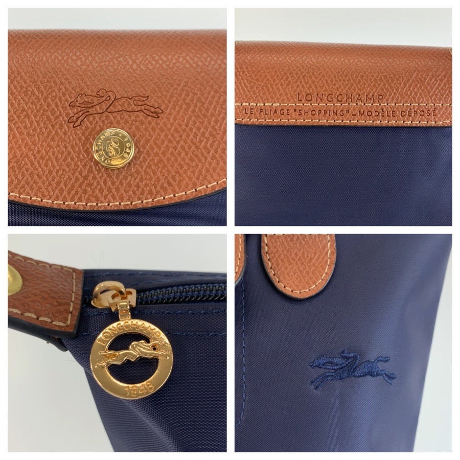 25517
Longchamp ロンシャン ル プリアージュ ネイビー ブラウン ゴールド金具 ナイロン / レザー トートバッグ ショルダーバッグ 2way レディース A21