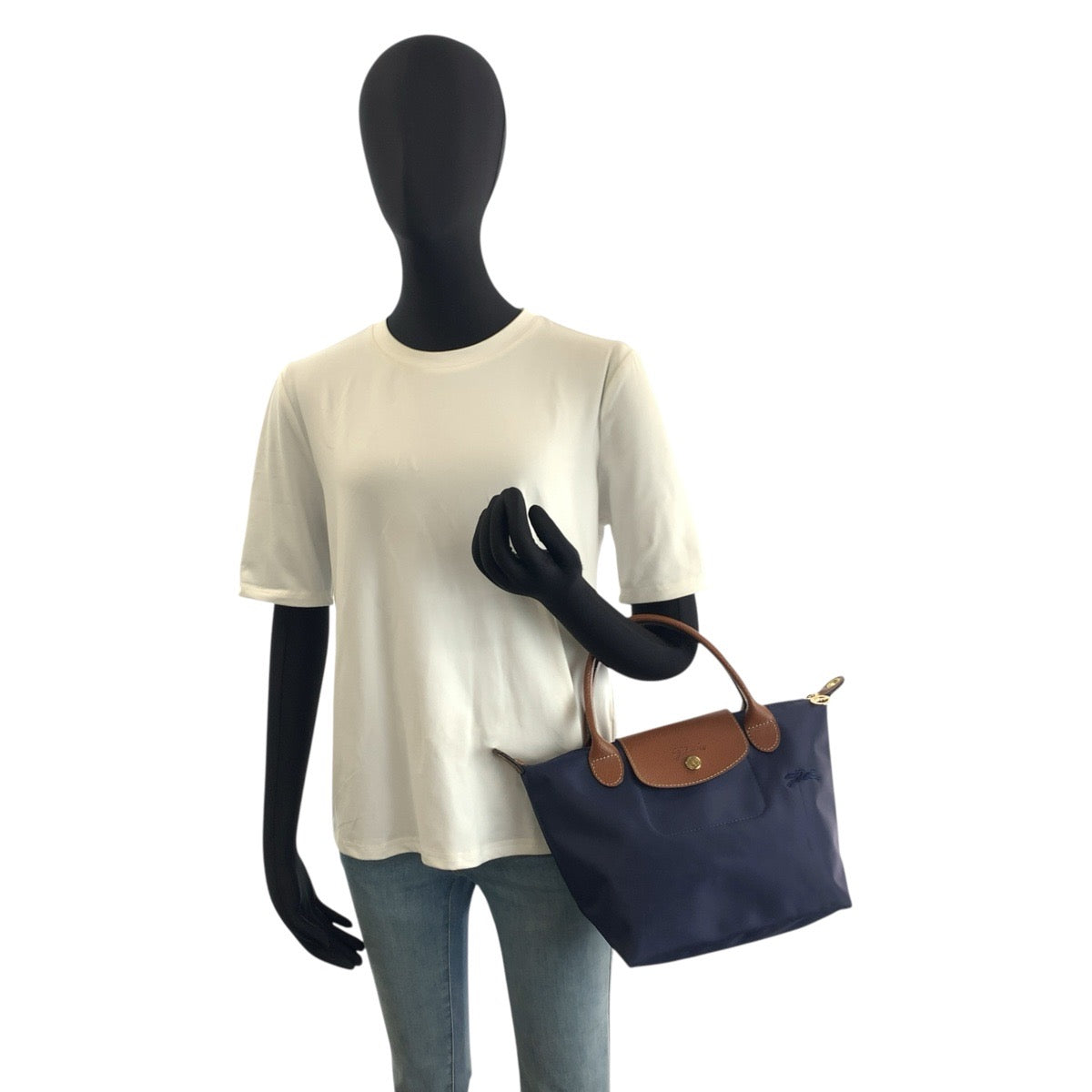 25517
Longchamp ロンシャン ル プリアージュ ネイビー ブラウン ゴールド金具 ナイロン / レザー トートバッグ ショルダーバッグ 2way レディース A21