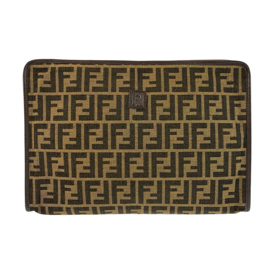 25518
FENDI フェンディ ヴィンテージ ズッカ ブラウン キャンバス クラッチバッグ 男女兼用 メンズ AB21