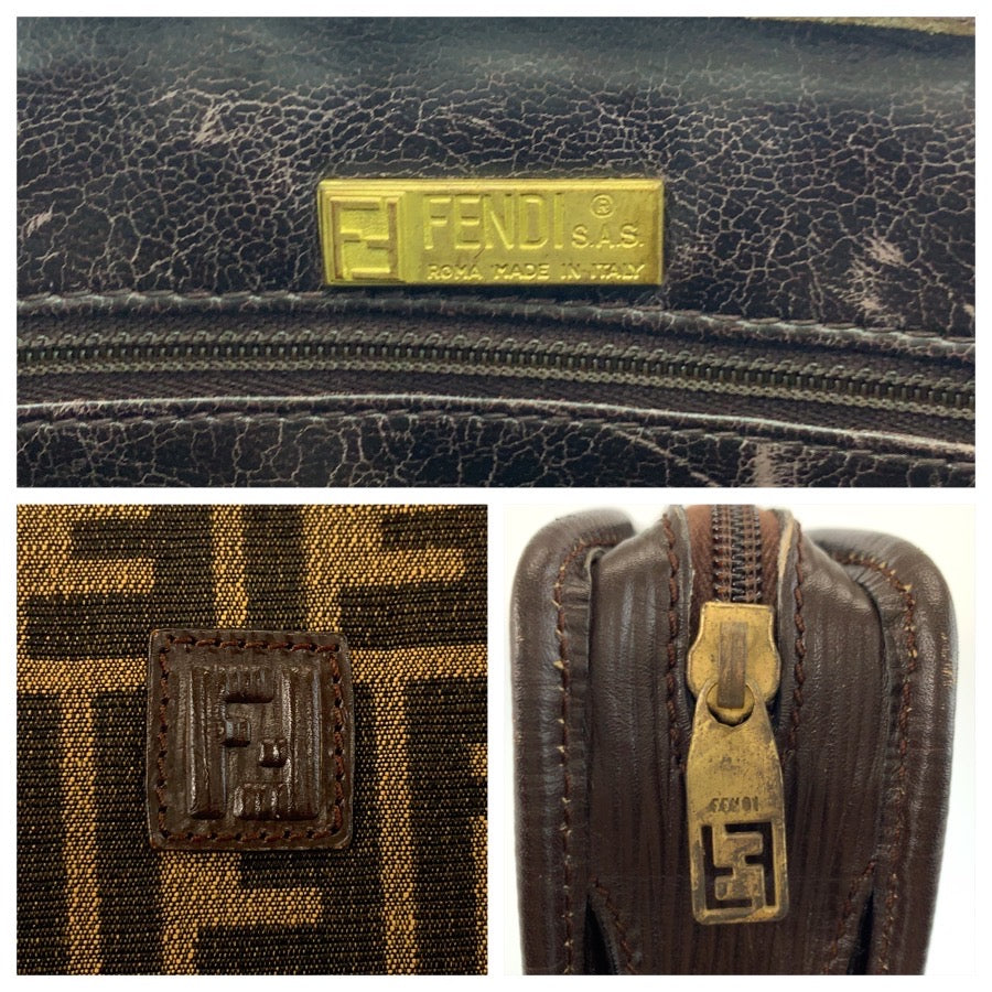 25518
FENDI フェンディ ヴィンテージ ズッカ ブラウン キャンバス クラッチバッグ 男女兼用 メンズ AB21