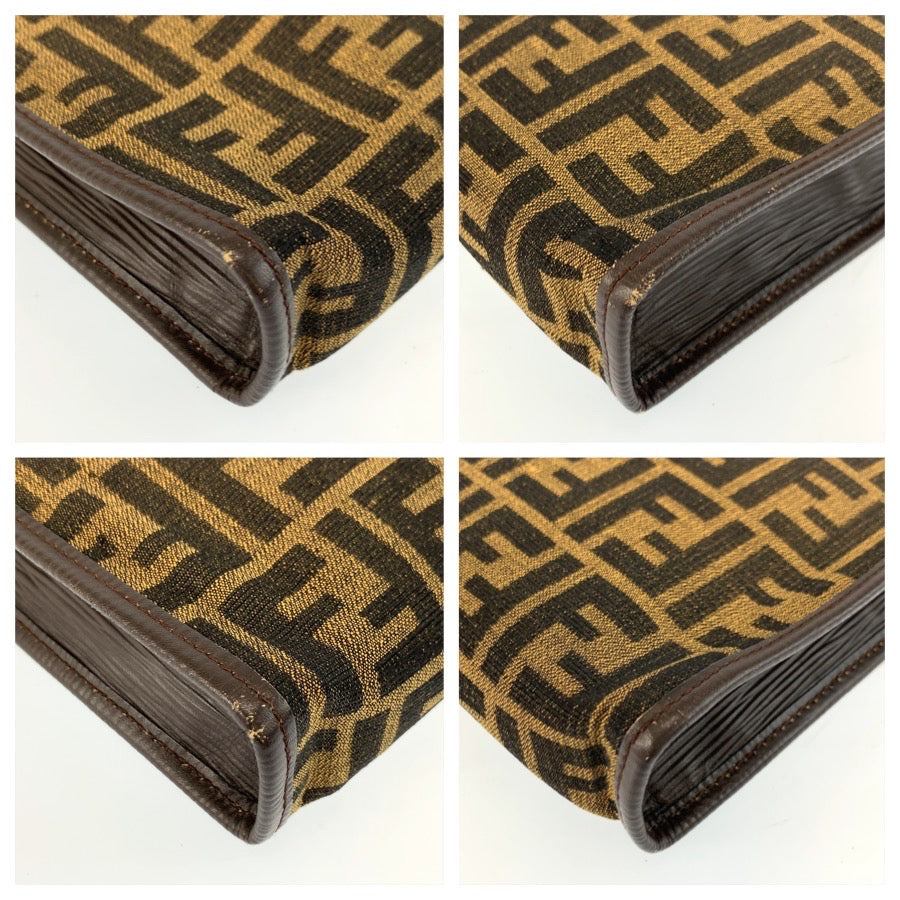 25518
FENDI フェンディ ヴィンテージ ズッカ ブラウン キャンバス クラッチバッグ 男女兼用 メンズ AB21
