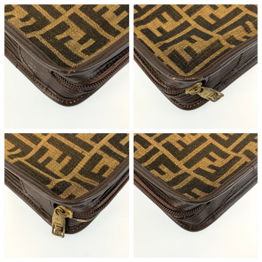 25518
FENDI フェンディ ヴィンテージ ズッカ ブラウン キャンバス クラッチバッグ 男女兼用 メンズ AB21