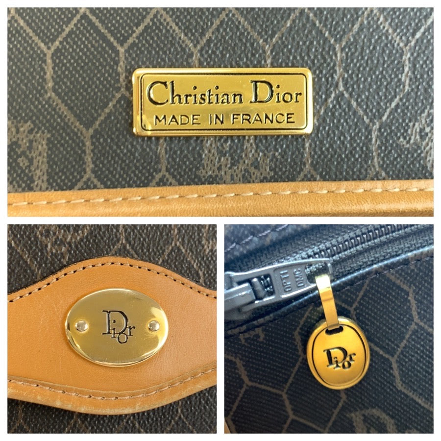 25519
Christian Dior クリスチャンディオール ヴィンテージ ハニカム柄 ブラウン ゴールド金具 PVC / レザー ショルダーバッグ ポシェット レディース ABP21