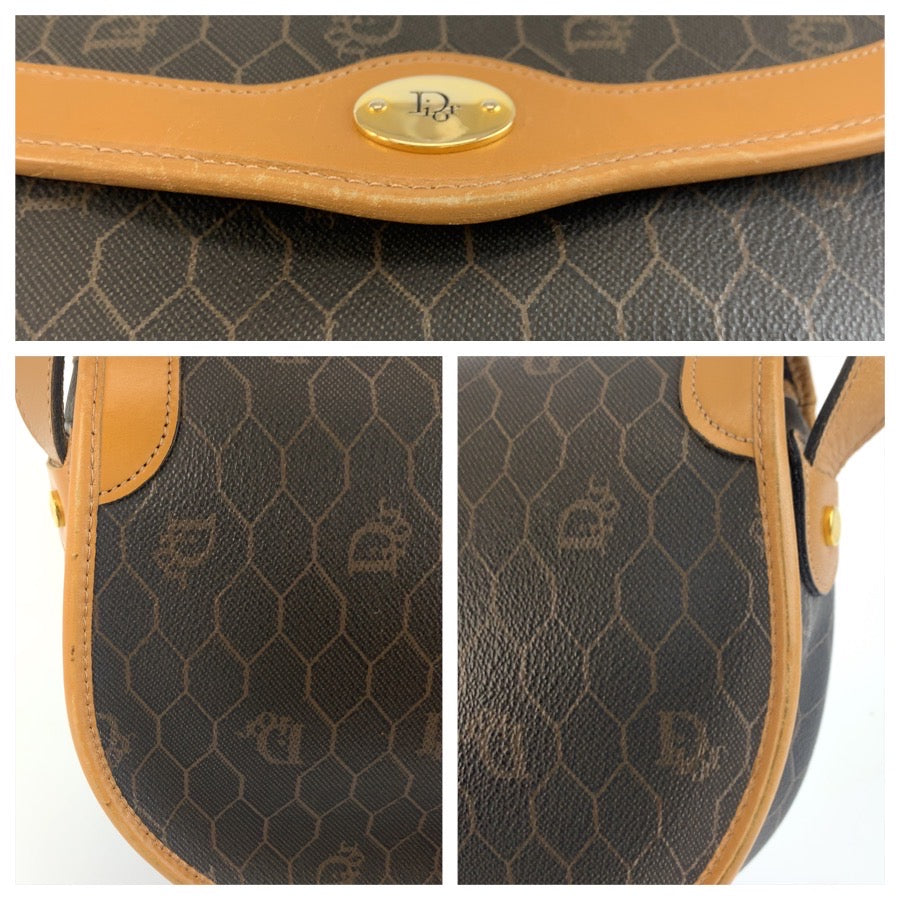 25519
Christian Dior クリスチャンディオール ヴィンテージ ハニカム柄 ブラウン ゴールド金具 PVC / レザー ショルダーバッグ ポシェット レディース ABP21