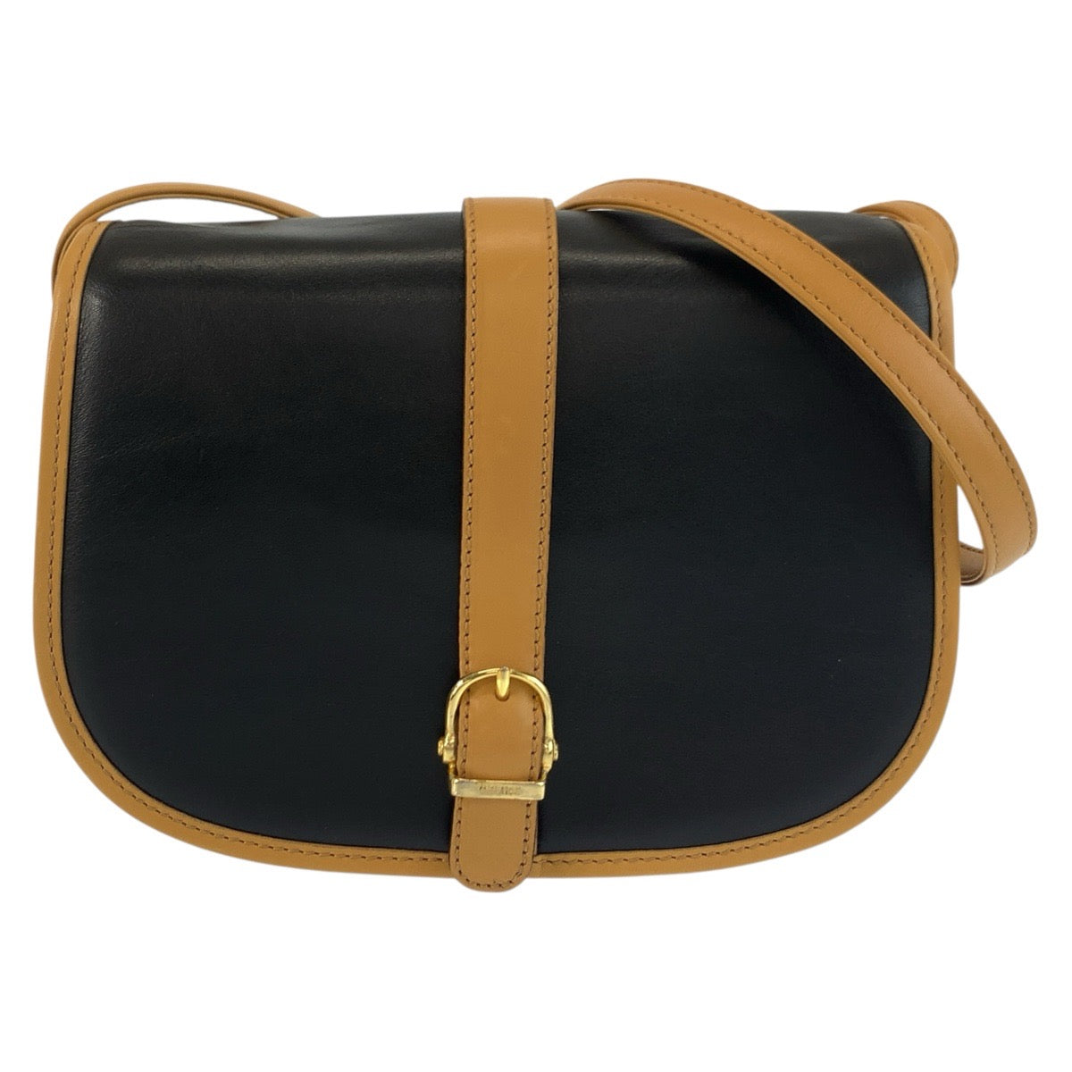 25520
CELINE セリーヌ ヴィンテージ ブラック 黒 ブラウン ゴールド金具 レザー M06 ショルダーバッグ ポシェット レディース ABP28
