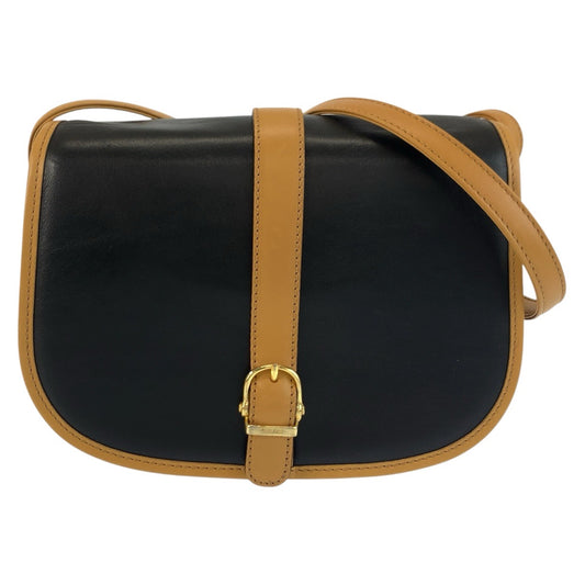 25520
CELINE セリーヌ ヴィンテージ ブラック 黒 ブラウン ゴールド金具 レザー M06 ショルダーバッグ ポシェット レディース ABP28