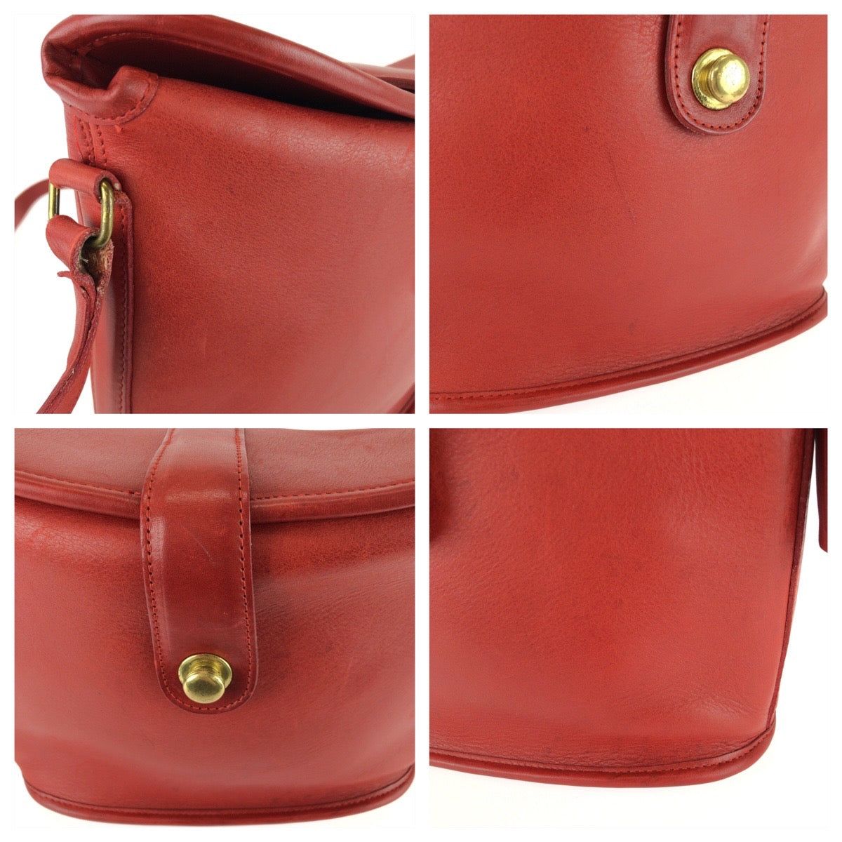 25521
COACH コーチ ヴィンテージ オールドコーチ レッド ゴールド金具 レザー 329 ショルダーバッグ レディース AB16