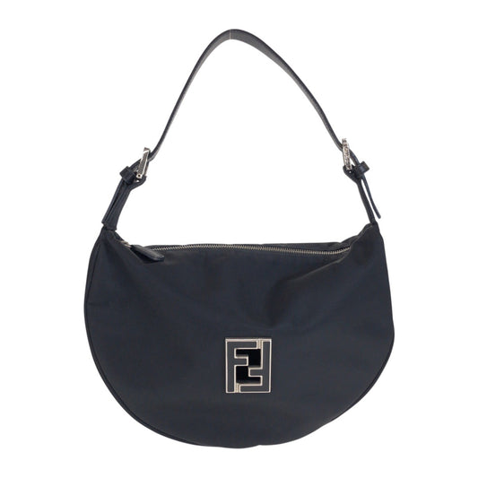 25522
FENDI フェンディ ズッカ ブラック 黒 シルバー金具 ナイロン / レザー ショルダーバッグ ハンドバッグ レディース B16