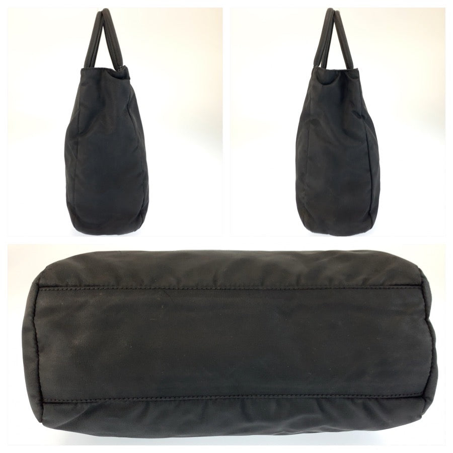 25523
PRADA プラダ テスート 三角ロゴプレート ブラック 黒 シルバー金具 ナイロン トートバッグ ハンドバッグ レディース B14