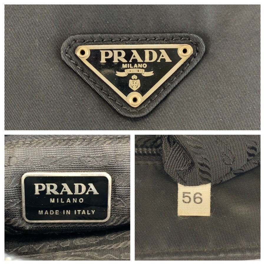 25523
PRADA プラダ テスート 三角ロゴプレート ブラック 黒 シルバー金具 ナイロン トートバッグ ハンドバッグ レディース B14