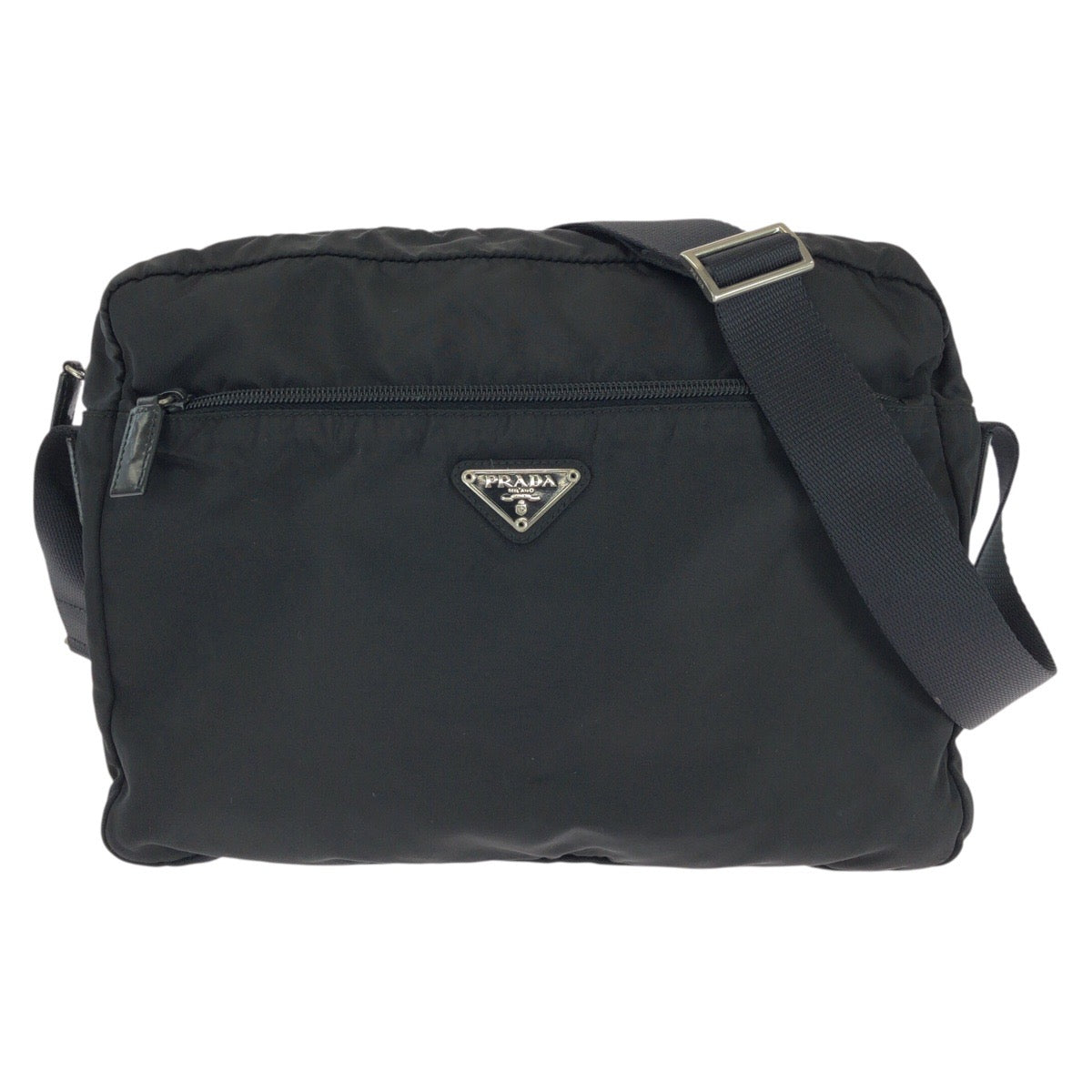 25524
PRADA プラダ テスート 三角ロゴプレート ブラック 黒 シルバー金具 ナイロン ショルダーバッグ メッセンジャーバッグ レディース ABP28