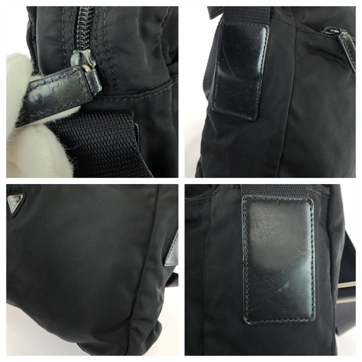 25524
PRADA プラダ テスート 三角ロゴプレート ブラック 黒 シルバー金具 ナイロン ショルダーバッグ メッセンジャーバッグ レディース ABP28