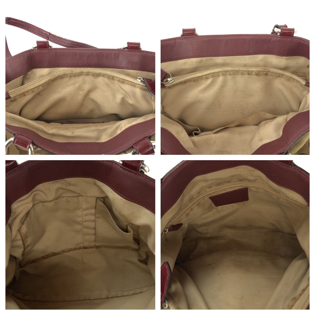 25528
COACH コーチ ソーホー ベージュ ワインレッド シルバー金具 GGキャンバス / レザー F19253 トートバッグ ショルダーバッグ レディース B1