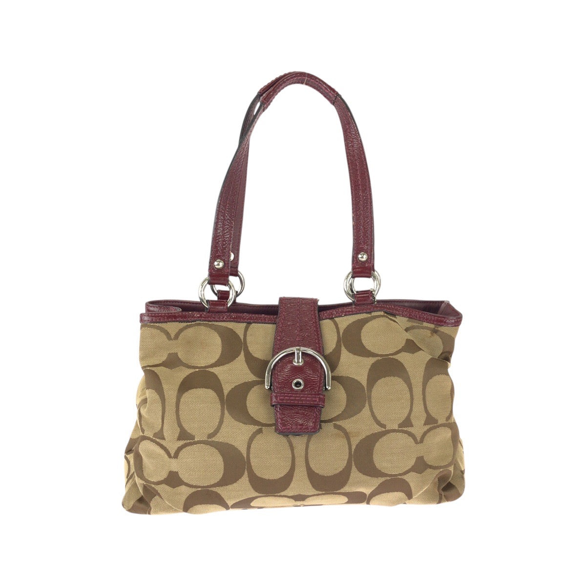 25528
COACH コーチ ソーホー ベージュ ワインレッド シルバー金具 GGキャンバス / レザー F19253 トートバッグ ショルダーバッグ レディース B1