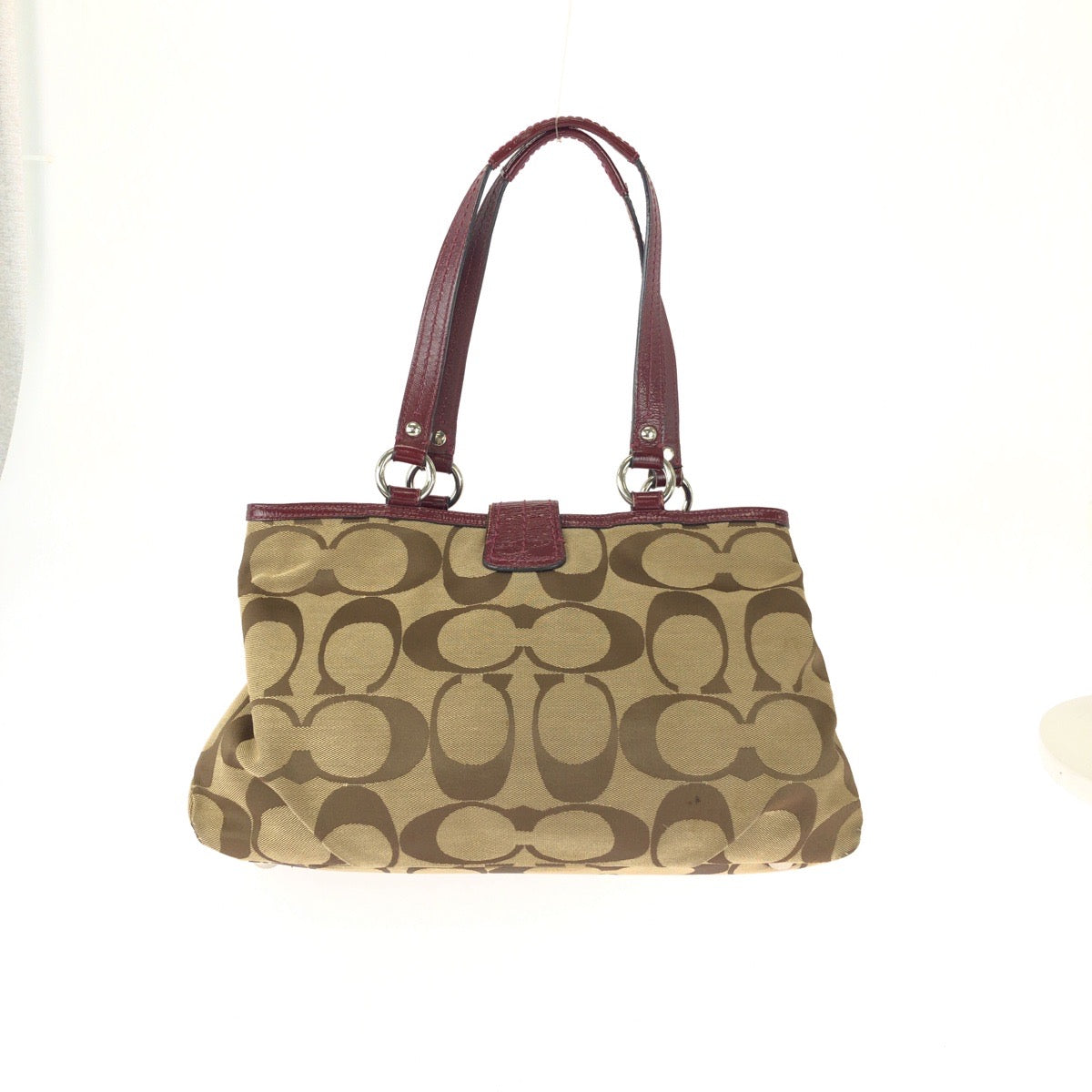25528
COACH コーチ ソーホー ベージュ ワインレッド シルバー金具 GGキャンバス / レザー F19253 トートバッグ ショルダーバッグ レディース B1