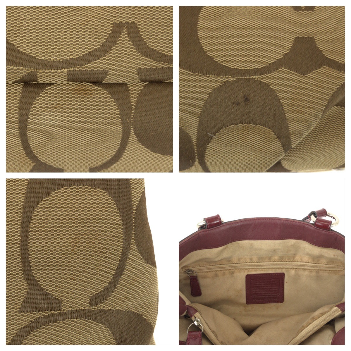 25528
COACH コーチ ソーホー ベージュ ワインレッド シルバー金具 GGキャンバス / レザー F19253 トートバッグ ショルダーバッグ レディース B1