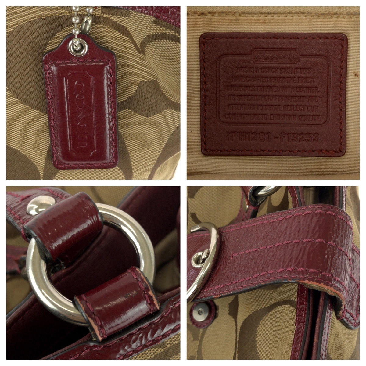 25528
COACH コーチ ソーホー ベージュ ワインレッド シルバー金具 GGキャンバス / レザー F19253 トートバッグ ショルダーバッグ レディース B1