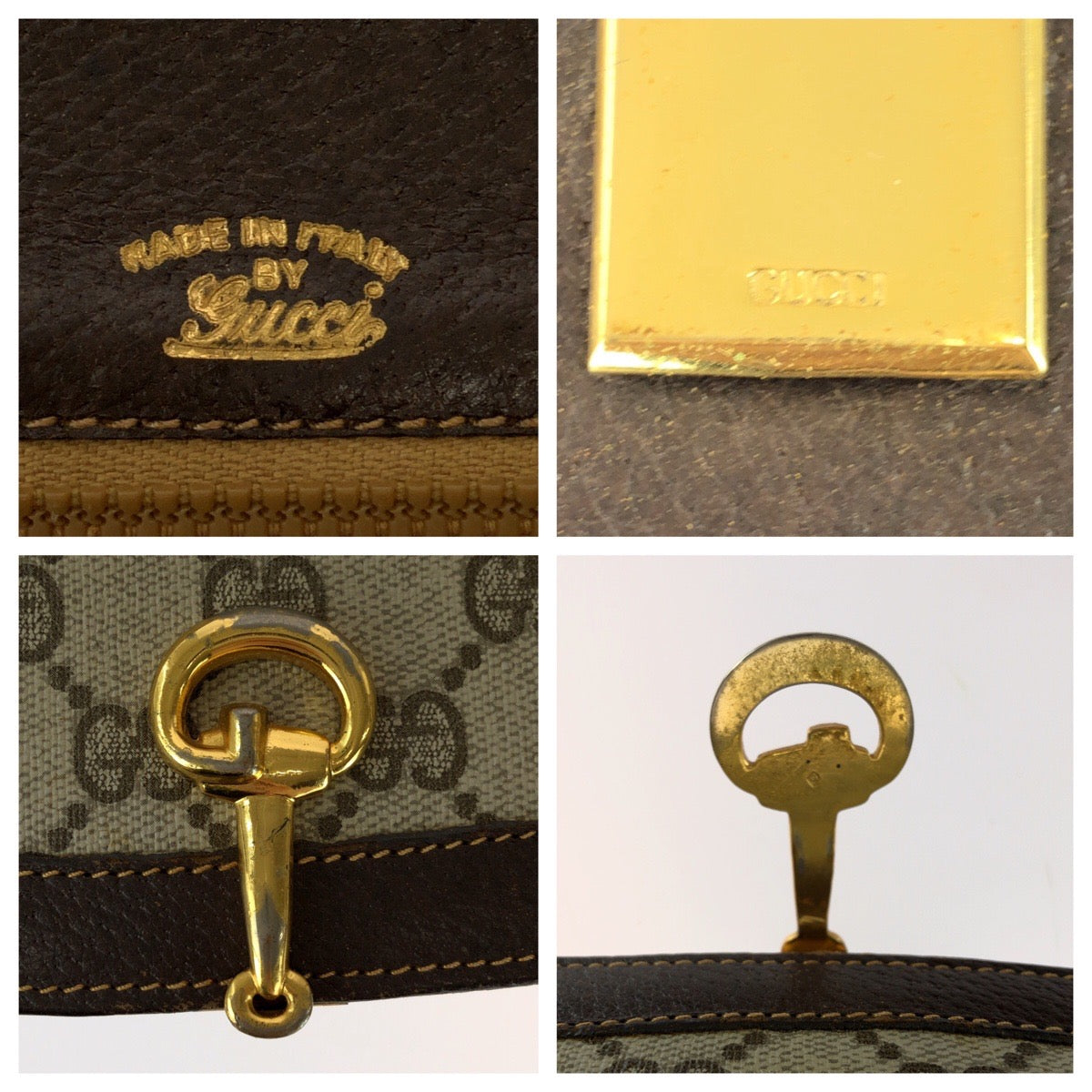 25531
GUCCI グッチ ヴィンテージ オールドグッチ ホースビット ベージュ ブラウン ゴールド金具 GGスプリームキャンバス ショルダーバッグ ポシェット レディース B21