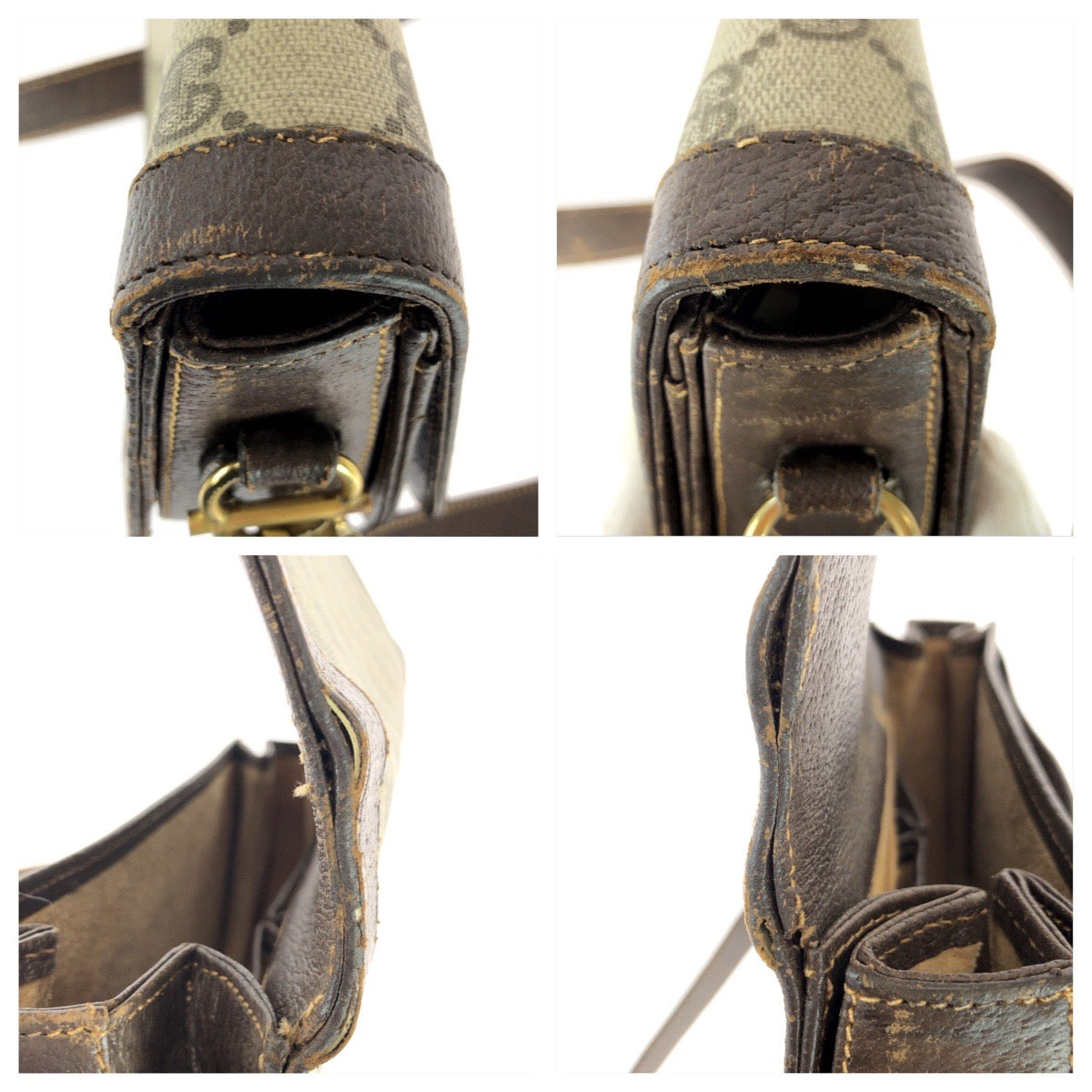 25531
GUCCI グッチ ヴィンテージ オールドグッチ ホースビット ベージュ ブラウン ゴールド金具 GGスプリームキャンバス ショルダーバッグ ポシェット レディース B21