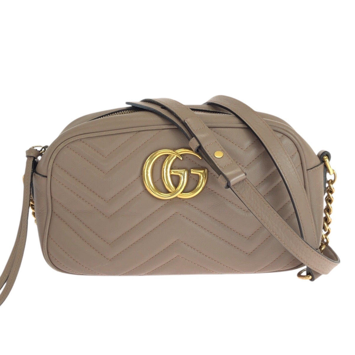 25536
GUCCI グッチ GGマーモント ベージュ ゴールド金具 レザー 447632 ショルダーバッグ メッセンジャーバッグ レディース AB50