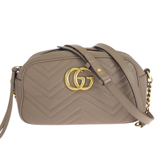 25536
GUCCI グッチ GGマーモント ベージュ ゴールド金具 レザー 447632 ショルダーバッグ メッセンジャーバッグ レディース AB50