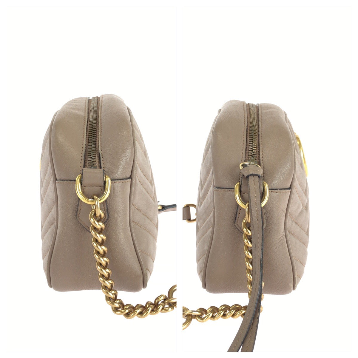 25536
GUCCI グッチ GGマーモント ベージュ ゴールド金具 レザー 447632 ショルダーバッグ メッセンジャーバッグ レディース AB50