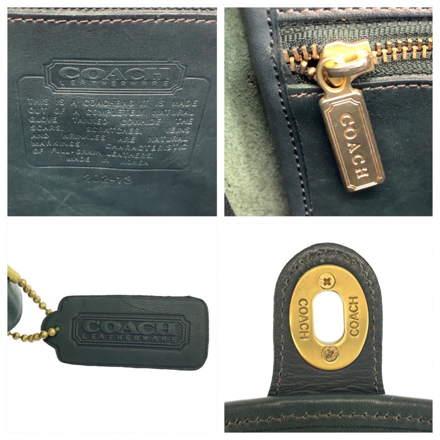 25537
COACH コーチ ヴィンテージ オールドコーチ グリーン ゴールド金具 レザー 202-13 ショルダーバッグ ポシェット レディース AB28