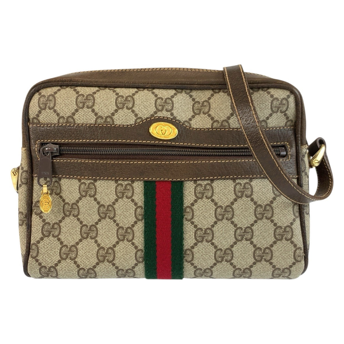 25538
GUCCI グッチ ヴィンテージ シェリーライン ブラウン ベージュ ゴールド金具 GGスプリームキャンバス 010 378 ショルダーバッグ ポシェット レディース ABP37