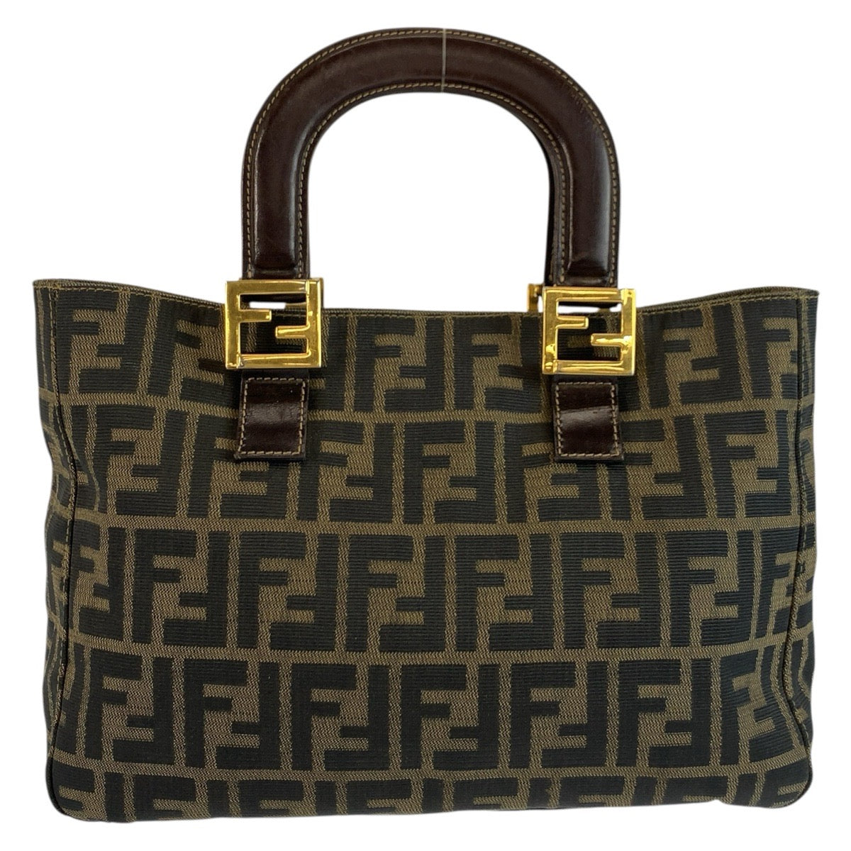 25540
FENDI フェンディ ズッカ ブラウン ゴールド金具 キャンバス トートバッグ ハンドバッグ レディース AB49