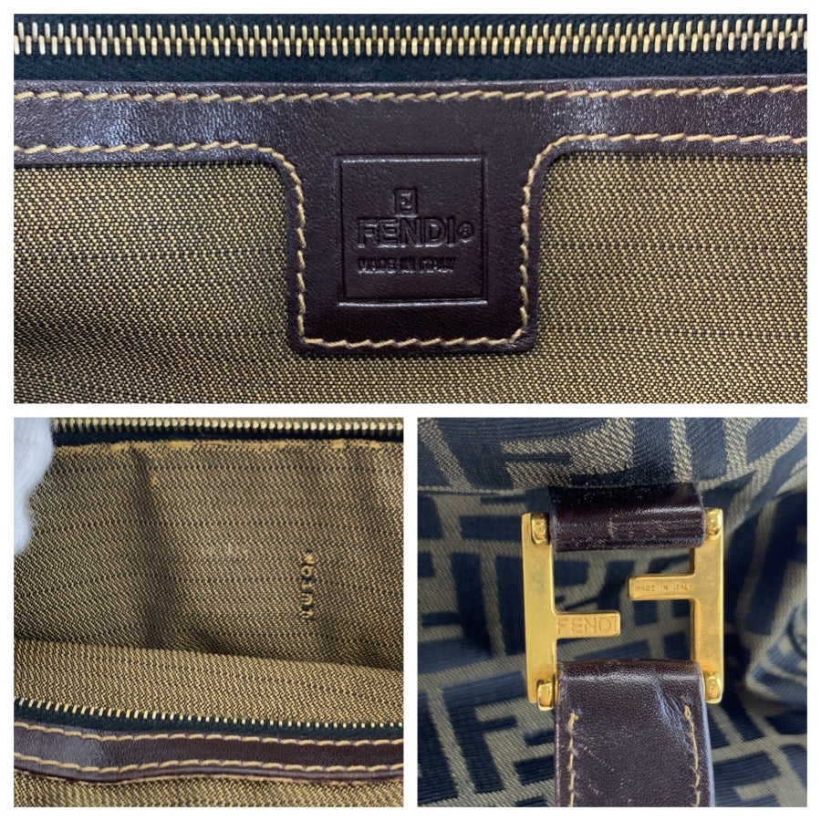 25540
FENDI フェンディ ズッカ ブラウン ゴールド金具 キャンバス トートバッグ ハンドバッグ レディース AB49