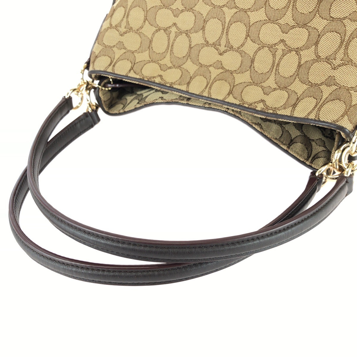 25542
COACH コーチ アウトライン シグネチャー ベージュ ブラウン ゴールド金具 キャンバス / レザー F36424 ショルダーバッグ レディース ABP14