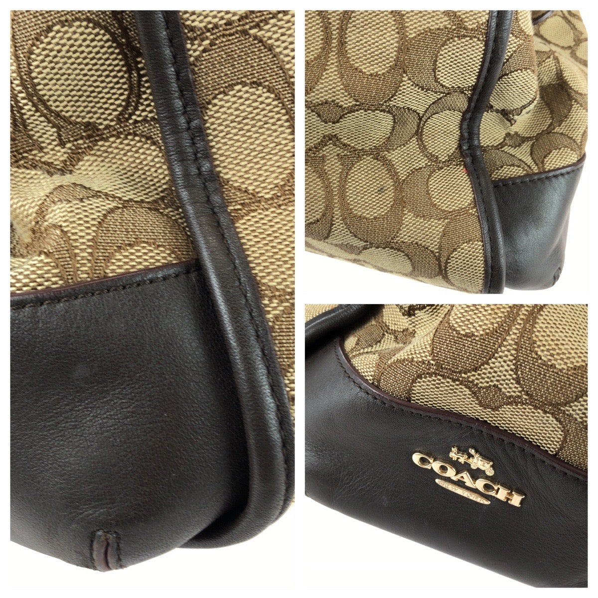 25542
COACH コーチ アウトライン シグネチャー ベージュ ブラウン ゴールド金具 キャンバス / レザー F36424 ショルダーバッグ レディース ABP14
