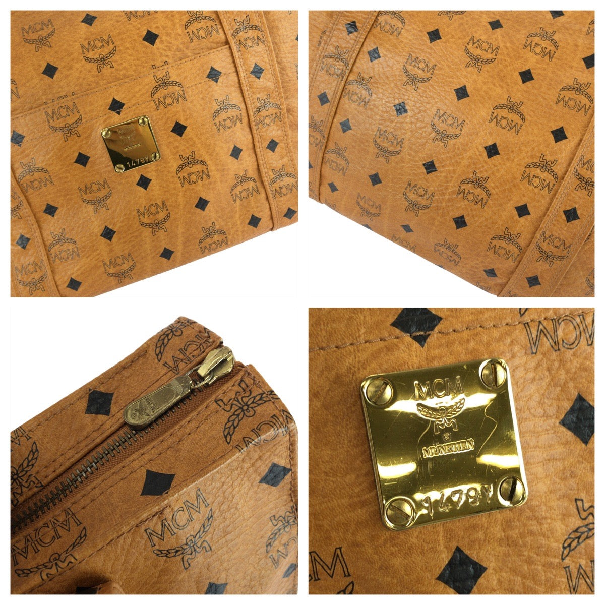 25545
MCM エム シー エム ヴィンテージ ヴィセトス ブラウン キャメル ゴールド金具 PVC ショルダーバッグ トートバッグ レディース ABP21