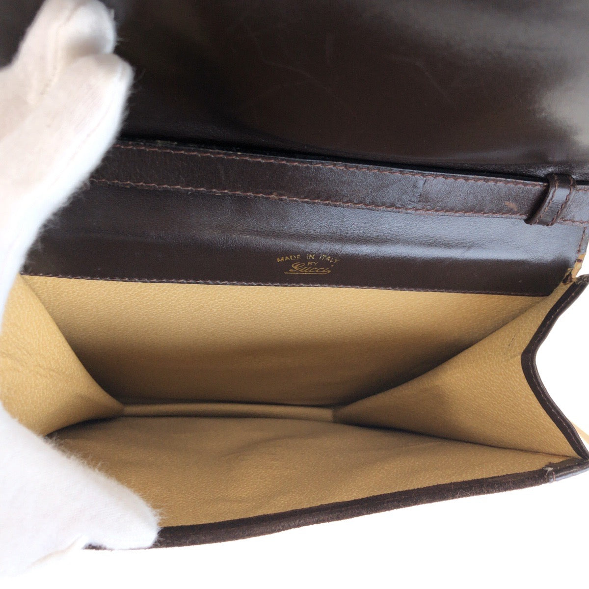 25547
GUCCI グッチ ヴィンテージ シェリーライン ブラウン ゴールド金具 スウェード / レザー ショルダーバッグ レディース ABP35