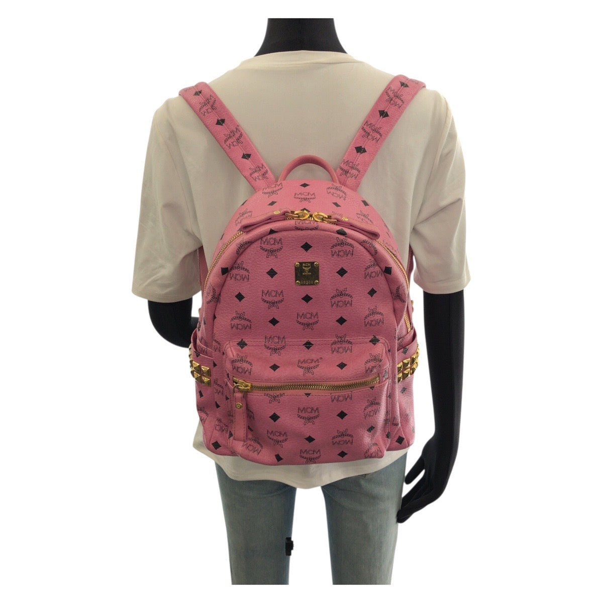 25549
MCM エム シー エム ヴィセトス Stark ピンク ゴールド金具 レザー MMK3AVE37PK001 リュックサック バックパック レディース ABP37