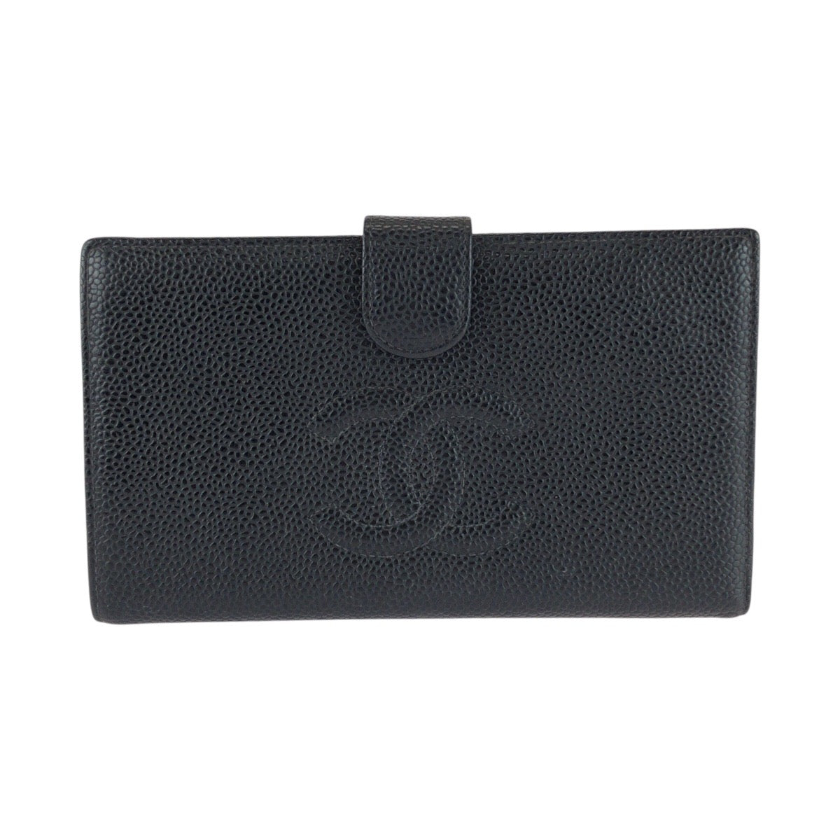 25553
CHANEL シャネル ココマーク がま口 ブラック 黒 ゴールド金具 レザー 長財布 ロングウォレット レディース ABP56