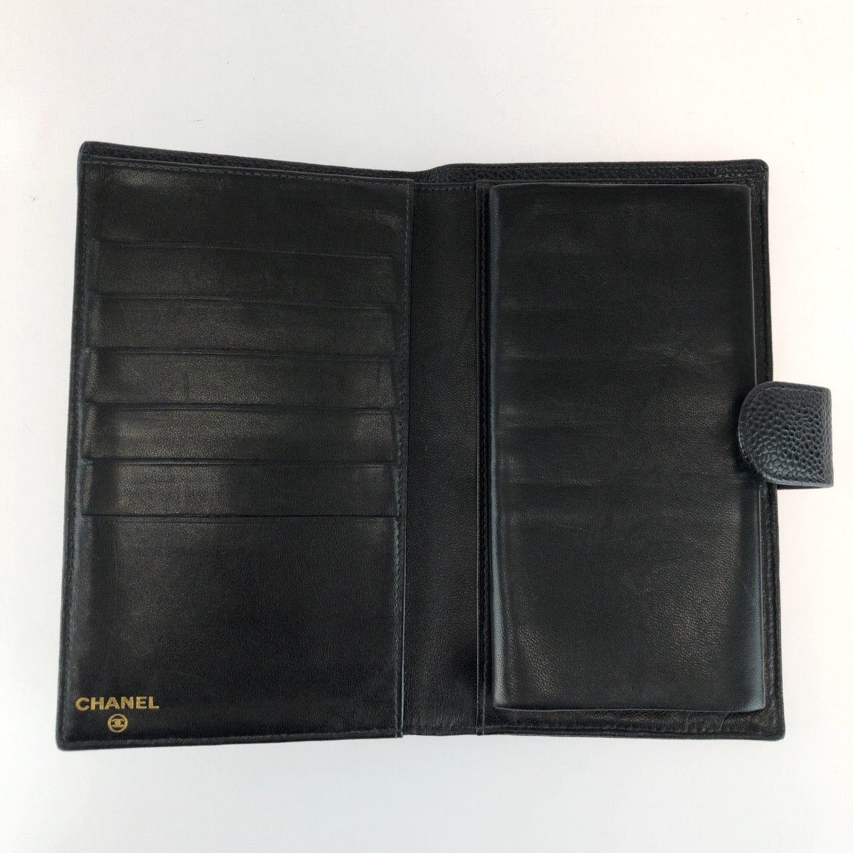 25553
CHANEL シャネル ココマーク がま口 ブラック 黒 ゴールド金具 レザー 長財布 ロングウォレット レディース ABP56