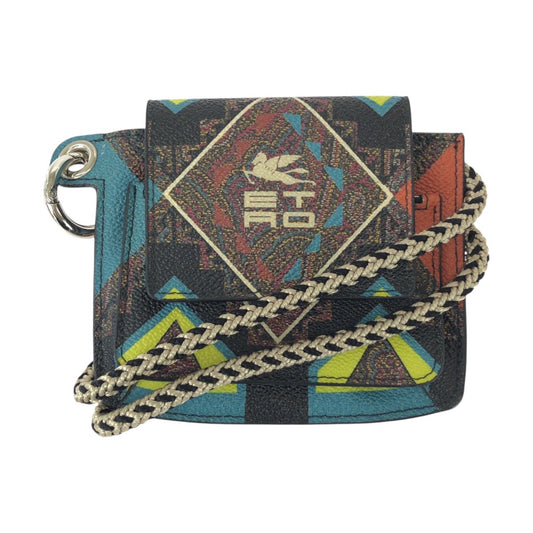 25554
ETRO エトロ ペイズリー ペガサス マルチカラー シルバー金具 PVC / レザー コインケース ネックウォレット ミニポシェット メンズ A21