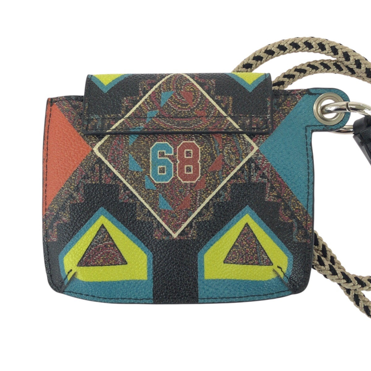 25554
ETRO エトロ ペイズリー ペガサス マルチカラー シルバー金具 PVC / レザー コインケース ネックウォレット ミニポシェット メンズ A21