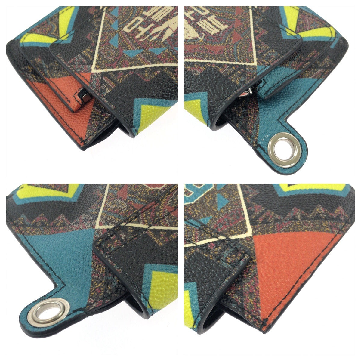 25554
ETRO エトロ ペイズリー ペガサス マルチカラー シルバー金具 PVC / レザー コインケース ネックウォレット ミニポシェット メンズ A21