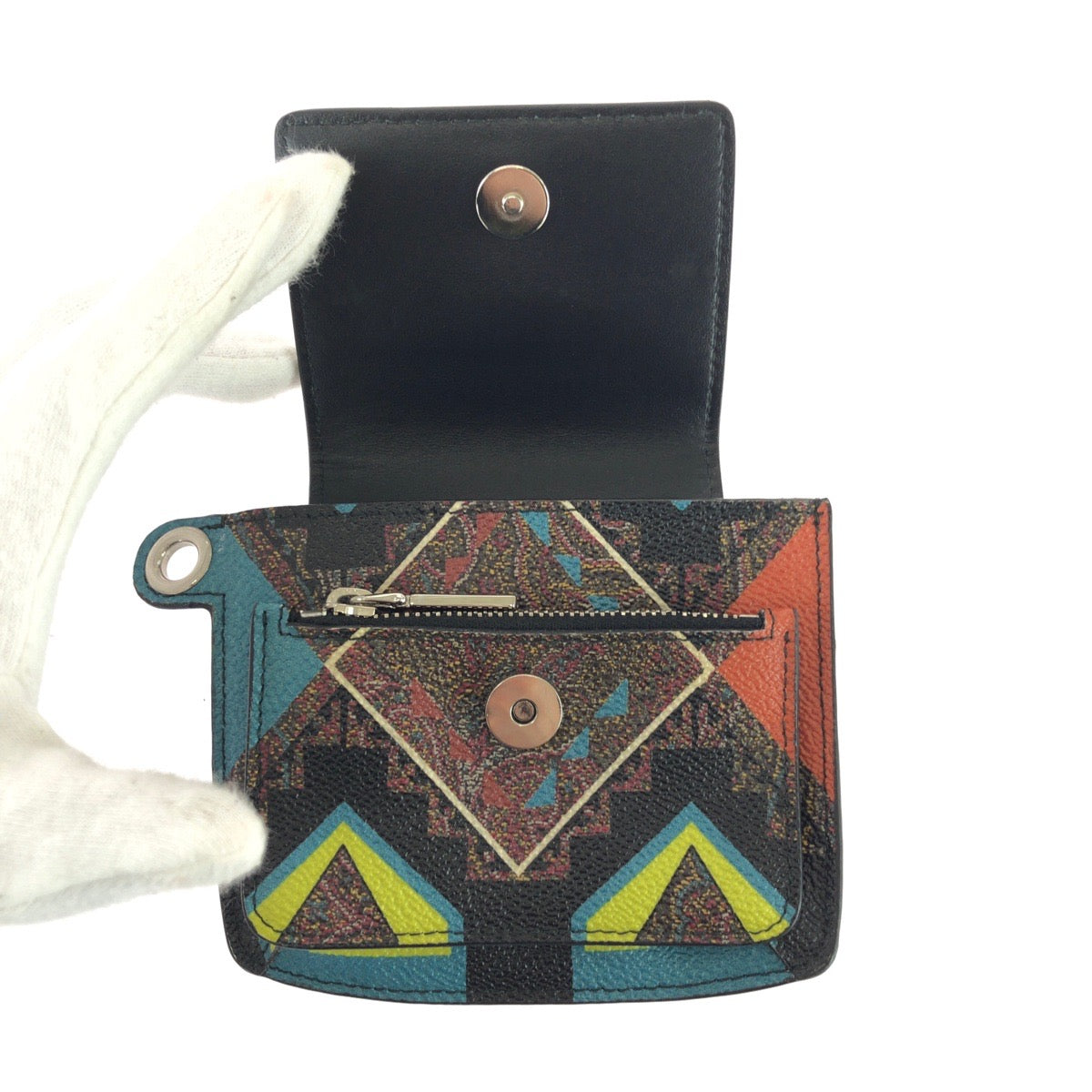 25554
ETRO エトロ ペイズリー ペガサス マルチカラー シルバー金具 PVC / レザー コインケース ネックウォレット ミニポシェット メンズ A21