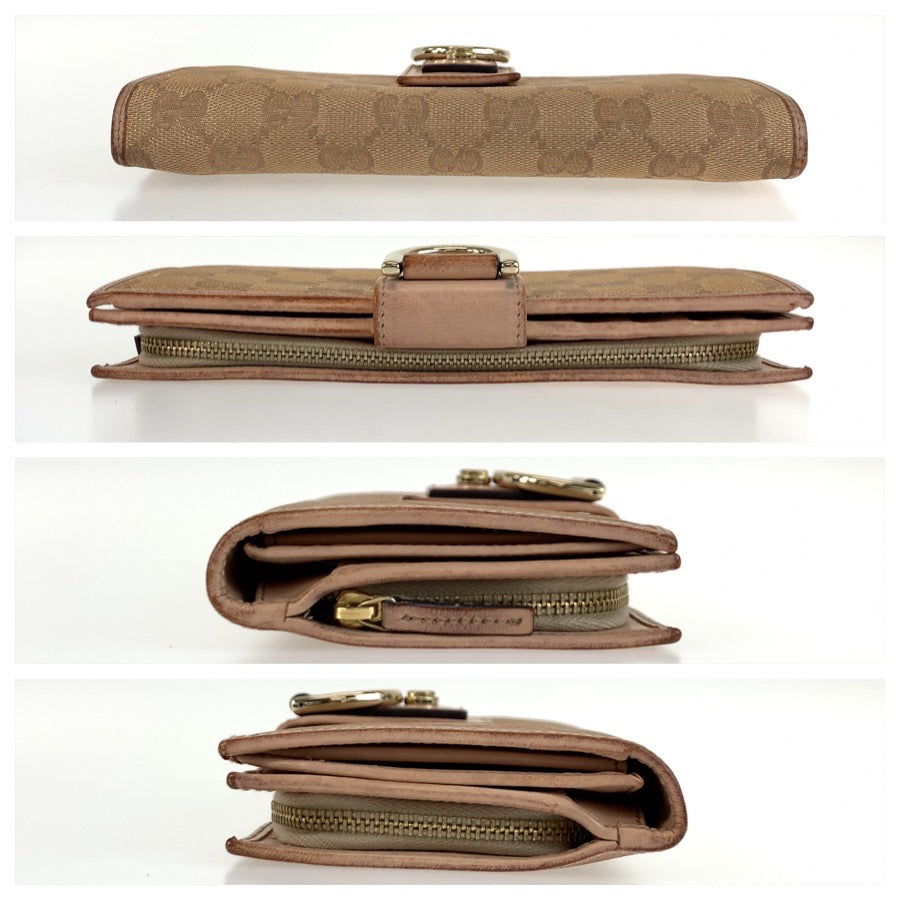 25555
GUCCI グッチ アビー ピンク ベージュ ゴールド金具 GGキャンバス / レザー 154256 長財布 ロングウォレット レディース AB14