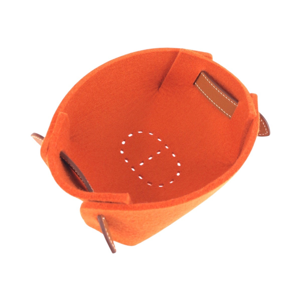 25556
HERMES エルメス ヴィド ポッシュ パスパス MM オレンジ ブラウン フェルト / レザー トレー 小物入れ アクセサリー入れ X刻印 レディース A21