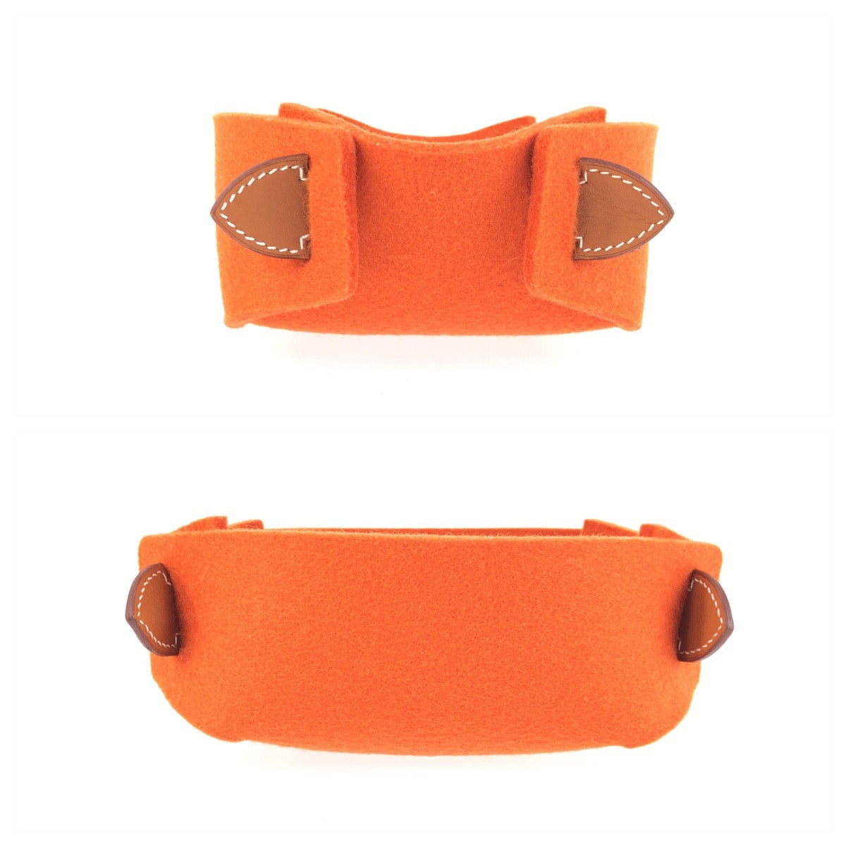 25556
HERMES エルメス ヴィド ポッシュ パスパス MM オレンジ ブラウン フェルト / レザー トレー 小物入れ アクセサリー入れ X刻印 レディース A21