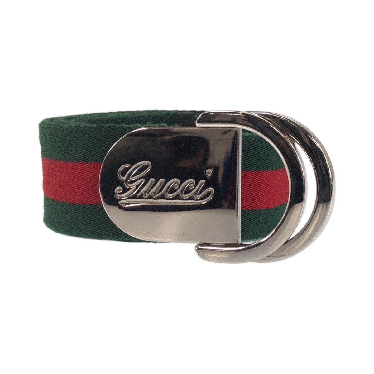 25559
GUCCI グッチ シェリーライン 85cm/34inc グリーン レッド シルバー金具 コットン 189812 ベルト メンズ ABP30