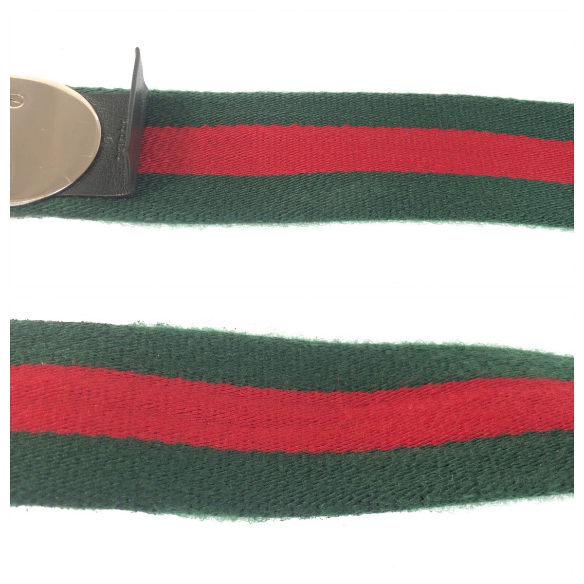 25559
GUCCI グッチ シェリーライン 85cm/34inc グリーン レッド シルバー金具 コットン 189812 ベルト メンズ ABP30